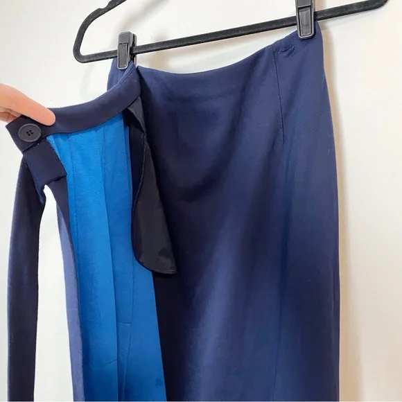 Tory Sport Blue Two Tone Wrap Maxi Skirt - Picture 9 of 14